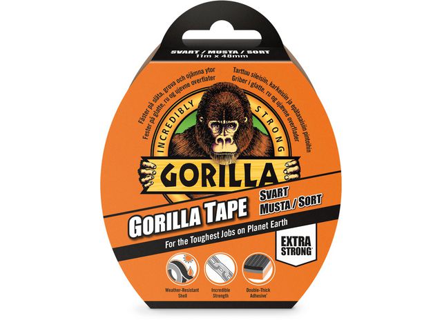 Lerretstape GORILLA sort 11m