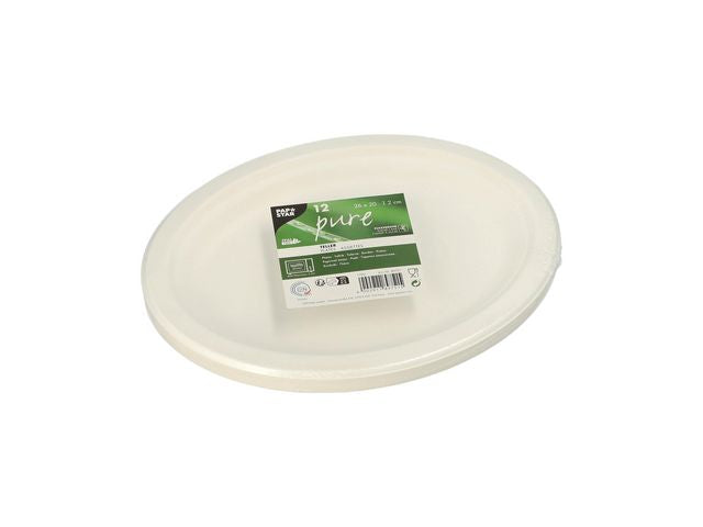 Tallerken PURE bagasse oval 26x20cm (12)