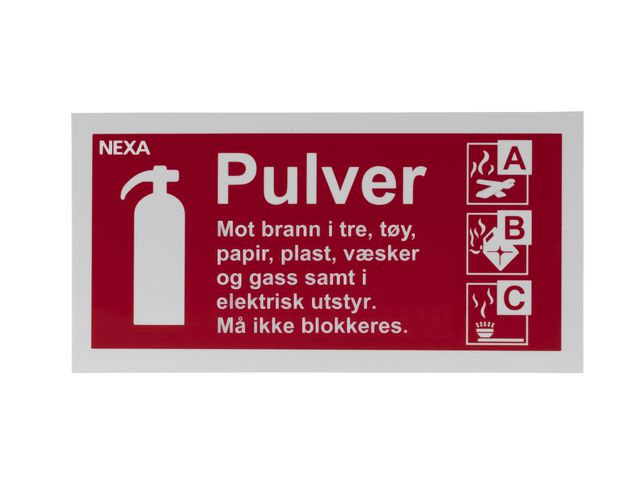 Skilt NEXA Pulver 20x10cm rød