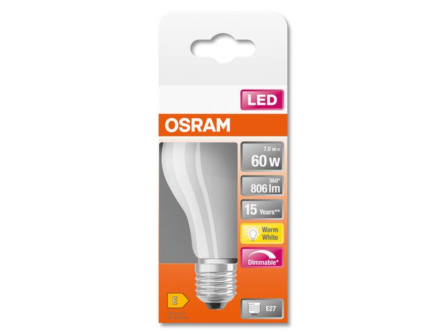 Lyspære OSRAM LED 7W/827 dim frost E27