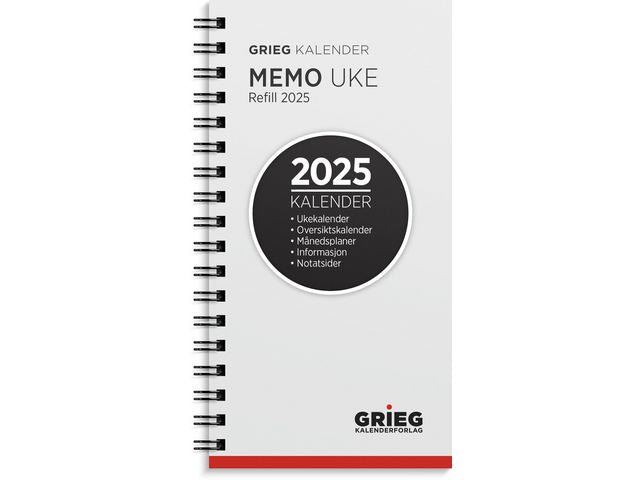 Lommekalender GRIEG Memo 2025 refill