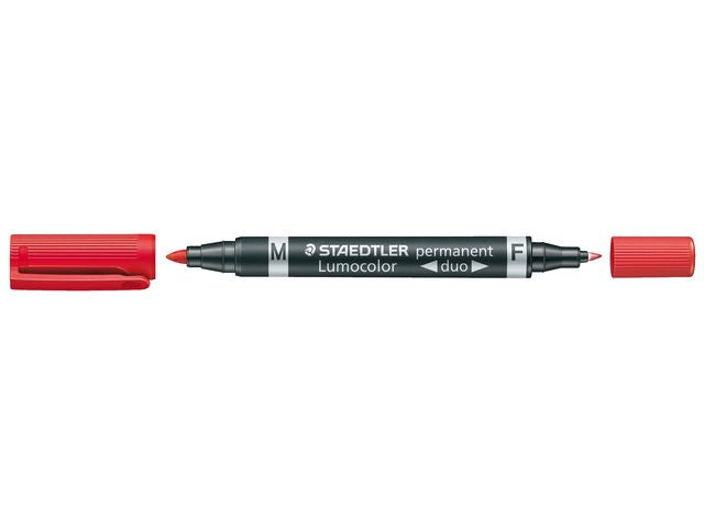 Marker pen LUMOCOLOR Duo 0.6-1.5mm red