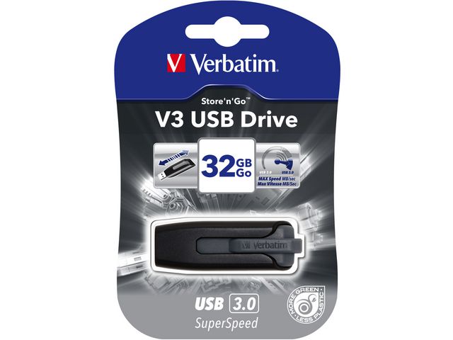 Minne VERBATIM V3 USB 3.0 32GB GREY