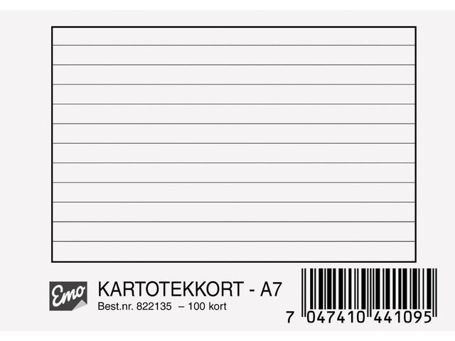 Kartotekkort EMO A7 linjert 200g (100)