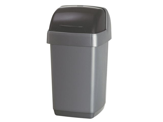 Waste bin ADDIS with roller lid 48L silver