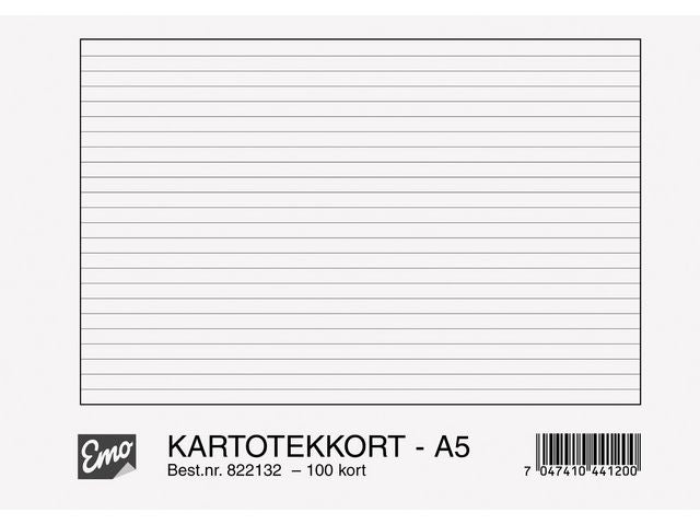 Kartotekkort EMO A5 linjert 200g (100)