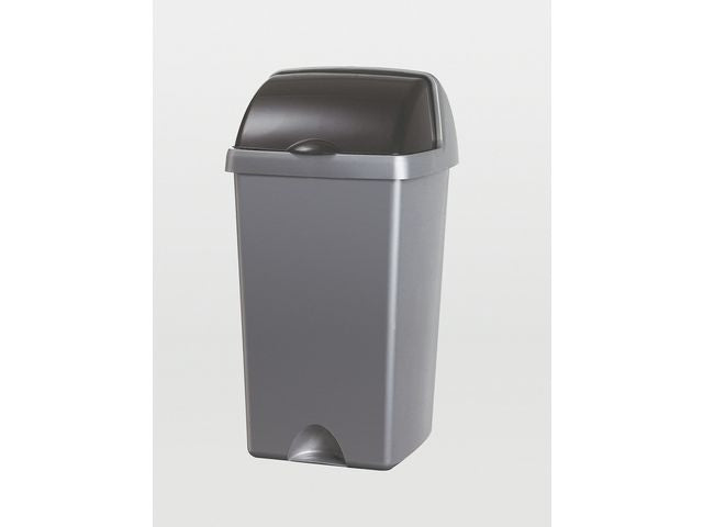 Waste bin ADDIS with roller lid 24L silver