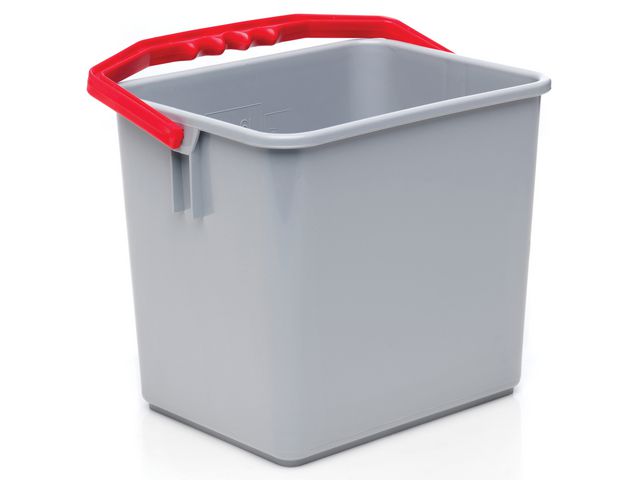 Bucket BASICLEAN plastic red handle 6L