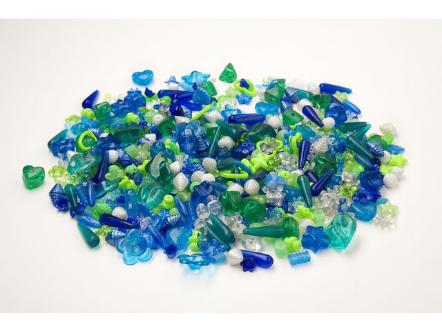 Plastic beads mix blue/green (1000)