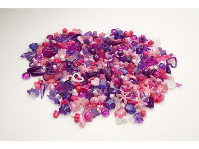 Plastperler mix lilla/rose (1000)