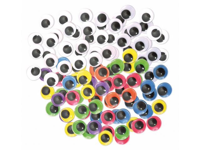 Plastic eyes 15mm black/white and colored (300)