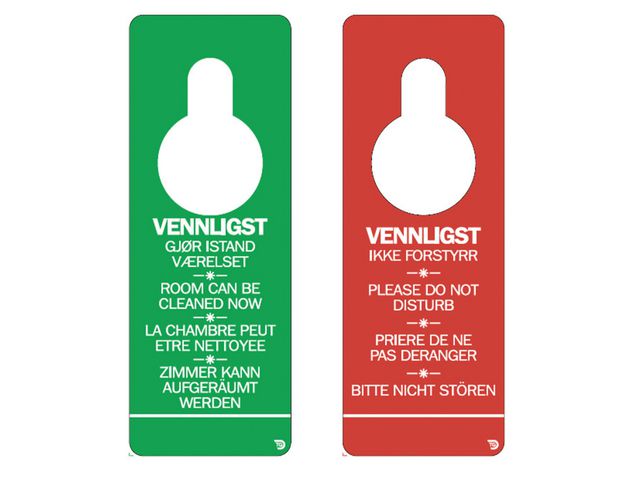 Door sign for hotel rooms plastic red/green