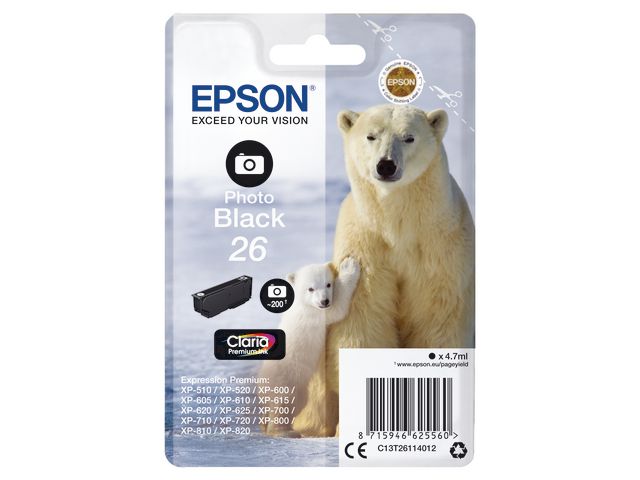 Blekk EPSON 26 C13T26114012 foto sort