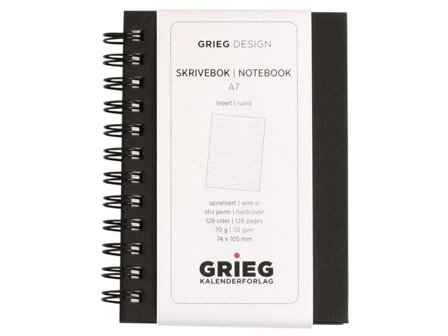 Notebook GRIEG A7 70g 128s lines black