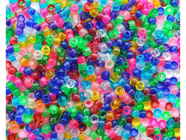 Plastic beads Congo beads frg transp (1000)