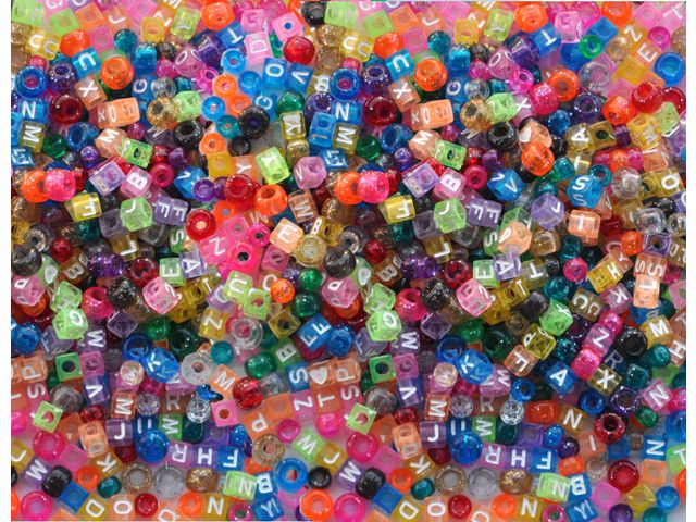 Plastic beads ABC 7mm large holes (1000)