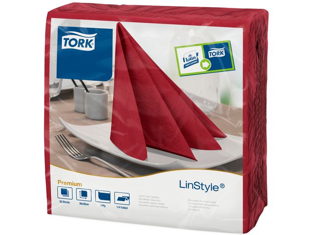 Serviett TORK linstyle 39cm burgund (50)