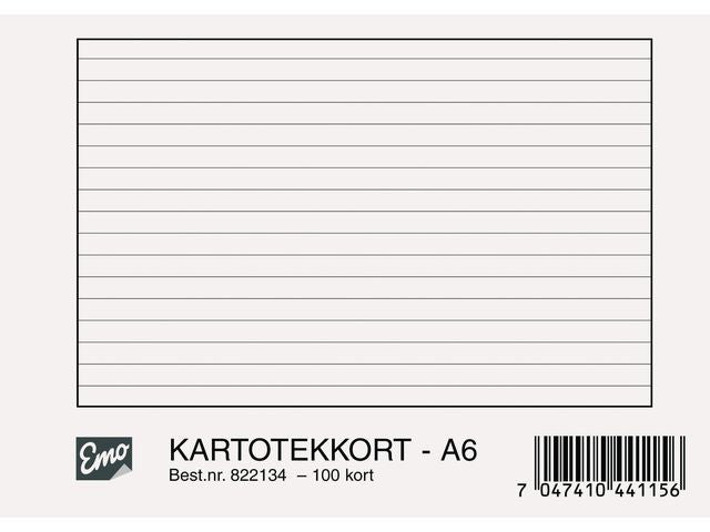 Kartotekkort EMO A6 linjert 200g (100)