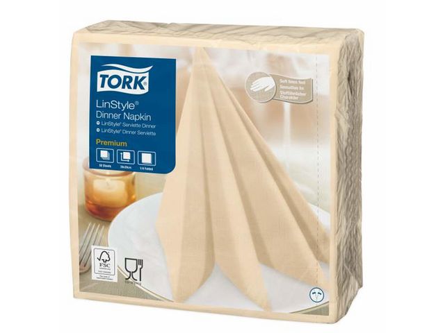 Serviett TORK linstyle 39cm krem (50)