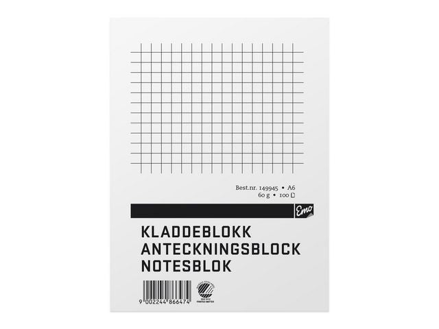 Notepad EMO A6 60g 100 sheet squares