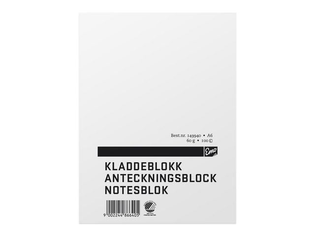 Kladdeblokk EMO A6 60g 100 blad ulinjert