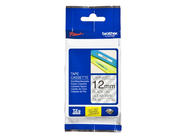 Tape BROTHER TZe-131 12mmx8m black/clear