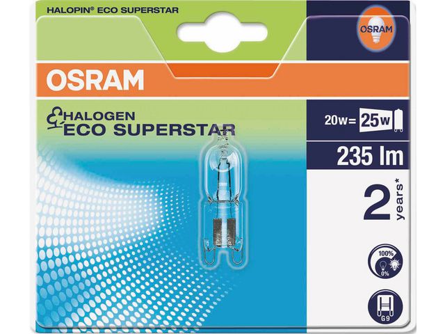 Lyspære OSRAM halopin 20W/1027 G9