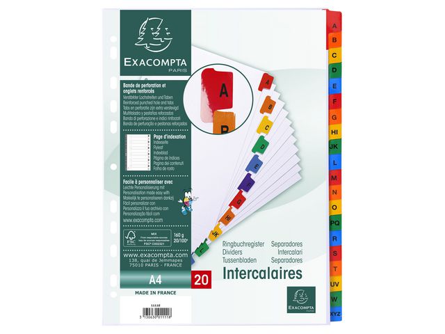 Register EXACOMPTA A4 AZ 20 parts white