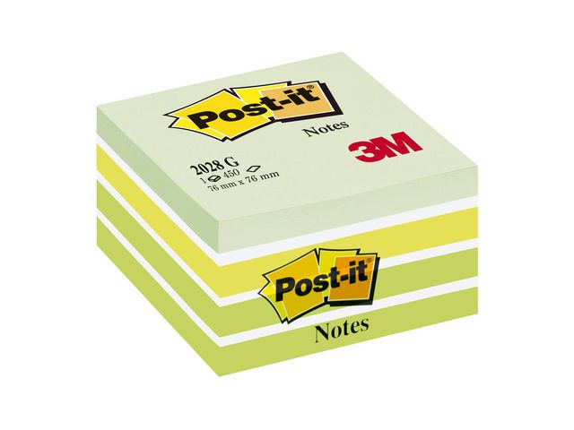 Notatkube POST-IT 76x76 ass grønn/hvit