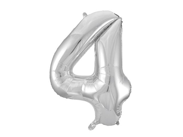 Balloon foil 86cm number 4 silver