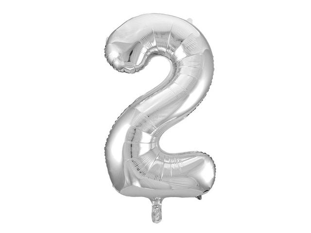 Balloon foil 86cm number 2 silver