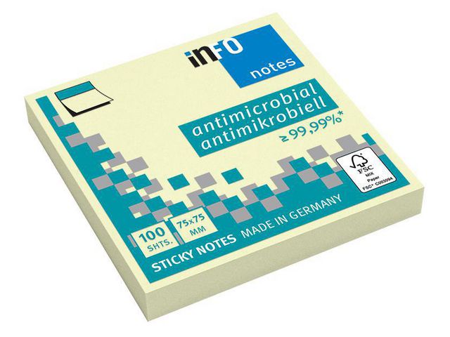 Notepad INFO Hygienic 75x75 yellow