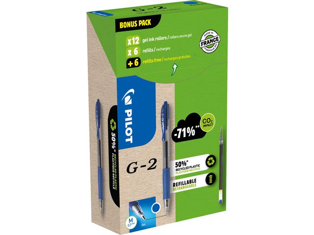 Gel rollers PILOT G2-7 blue (12+12)