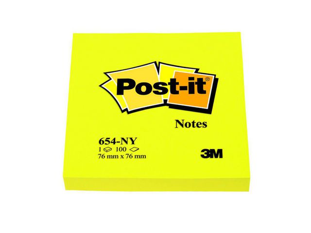 Notatblokk POST-IT 76x76 654 neongul