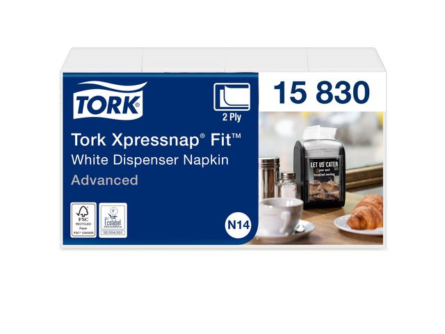 Dispenserserviett TORK N14 2L hvit (720)