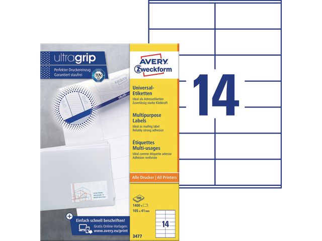 Label AVERY Ultragrip 105x41mm (1400)