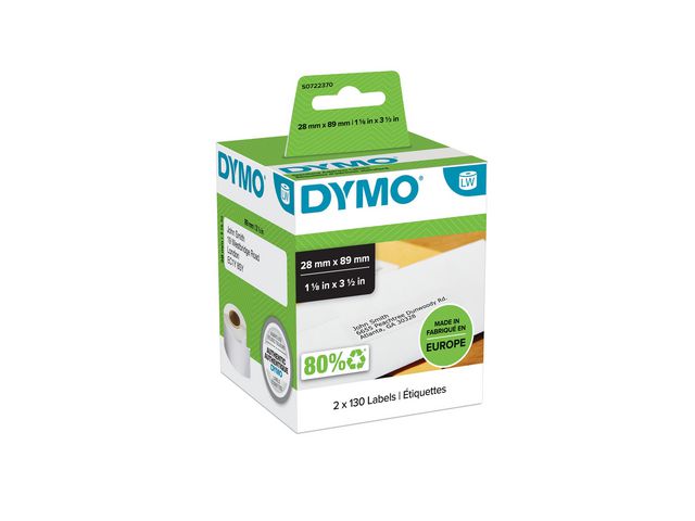 Etikett DYMO adresse 89x28mm (2x130)