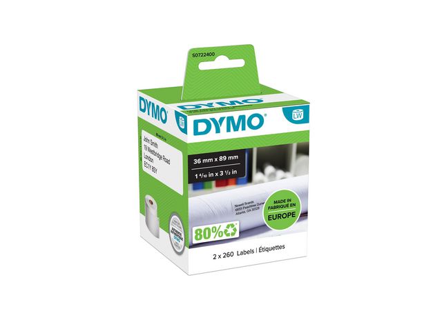 Etikett DYMO adresse 89x36mm (2x260)