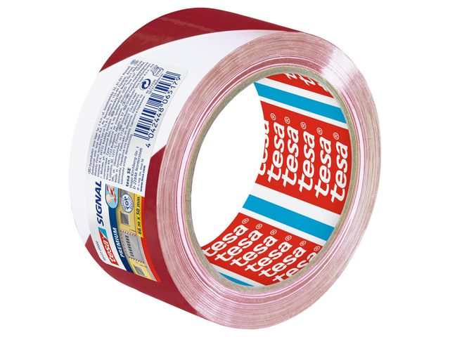 Tape TESA Prem PVC floor/warning red/white