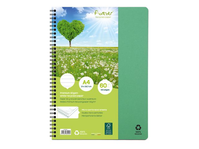 Spiral notebook FOREVER 90g 120 sheets A4 linen