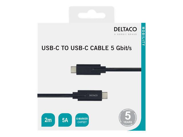 Kabel Deltaco USB-C til USB-C 2m