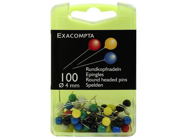 Kartnåler EXACOMPTA 15x4mm Ass (100)