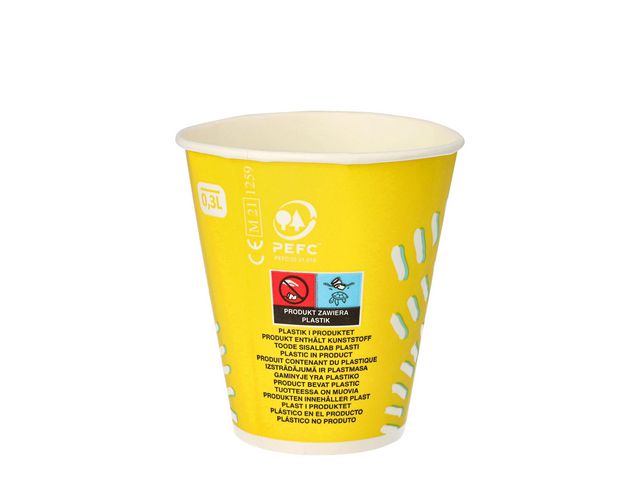 Drinking cup cardboard 30cl yellow (100)