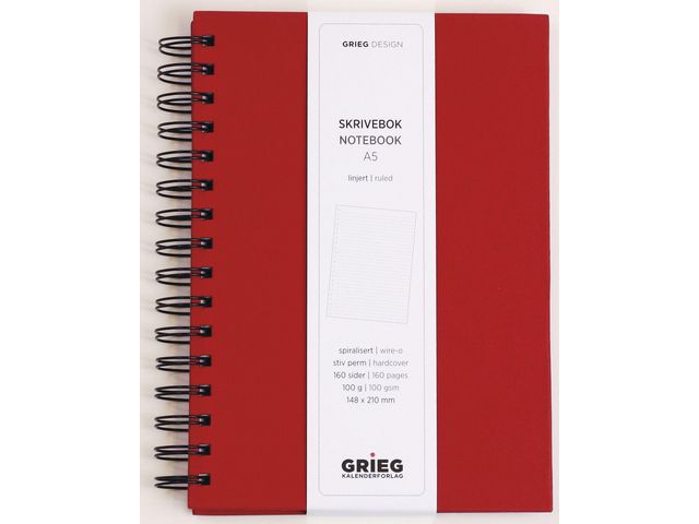 Notebook GRIEG A5 100g 160s lines red