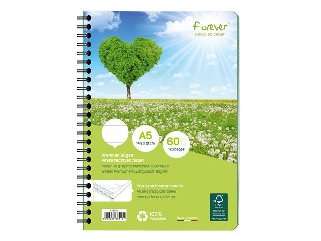 Spiral notebook FOREVER 90g 120 sheets A5 linen