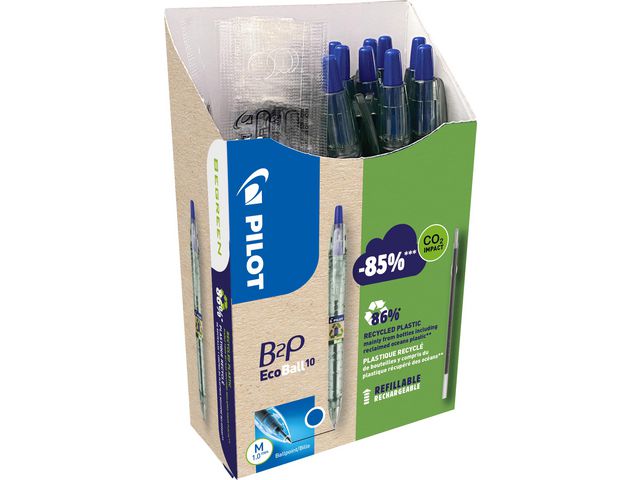 Kulepenn PILOT B2P m/refill 1,0 blå (20)