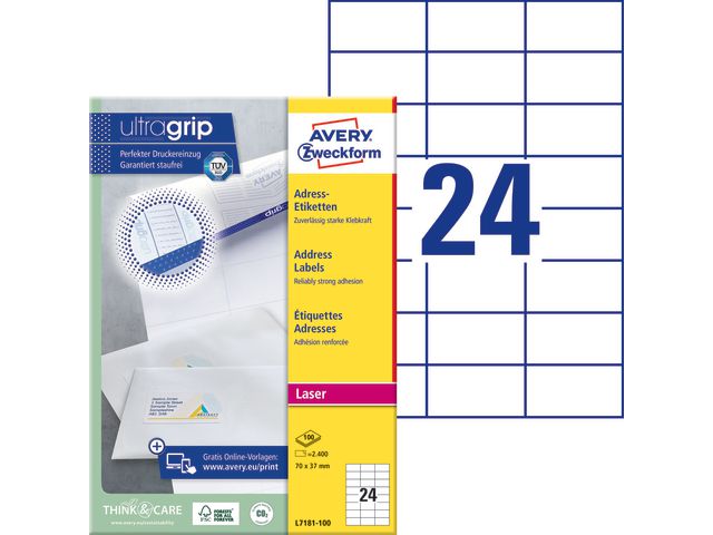 Label AVERY laser 70x37mm (2400)