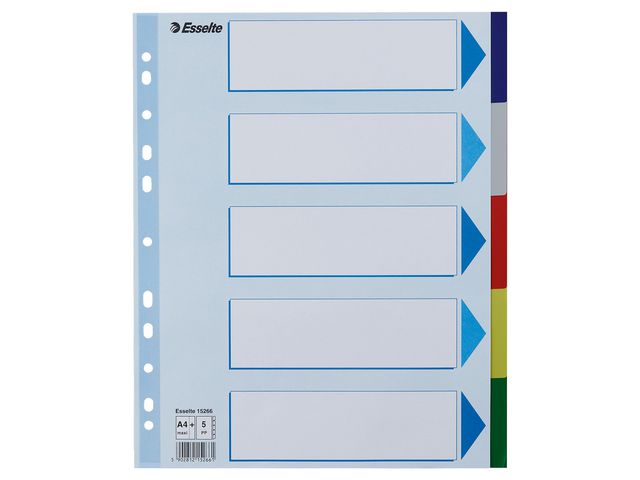 Divider sheet ESSELTE A4+ PP 5-part 5frg