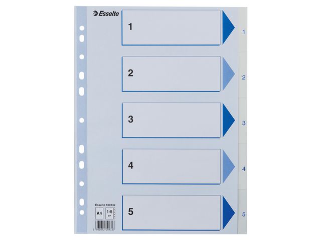 Register ESSELTE A4 plast 1-5 blå/hvit