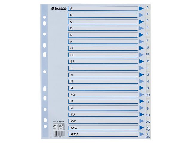 Register ESSELTE A4 plast maxi A-Å hvit
